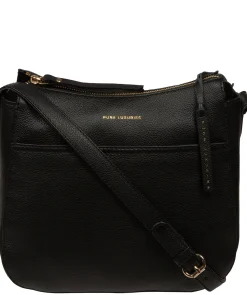 Sloane' Black Leather Cross Body Bag