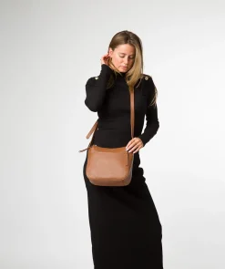 Sloane' Tan Leather Cross Body Bag