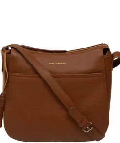 Sloane' Tan Leather Cross Body Bag
