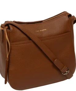 Sloane' Tan Leather Cross Body Bag