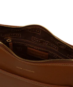Sloane' Tan Leather Cross Body Bag