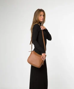 Sloane' Tan Leather Cross Body Bag