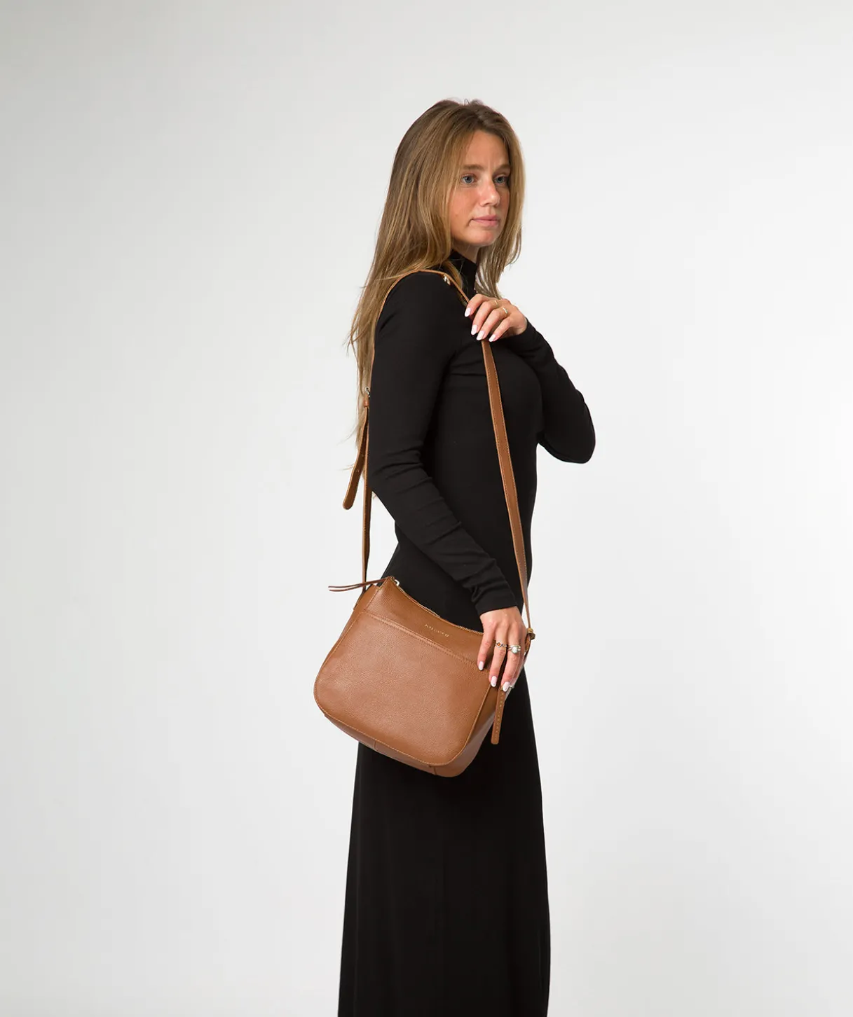 Sloane' Tan Leather Cross Body Bag