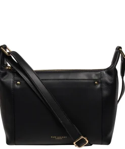 Sofia' Black Leather Cross Body Bag