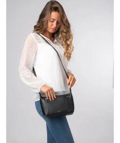 Sofia' Black Leather Cross Body Bag