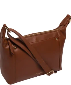 Sofia' Caramel Leather Cross Body Bag