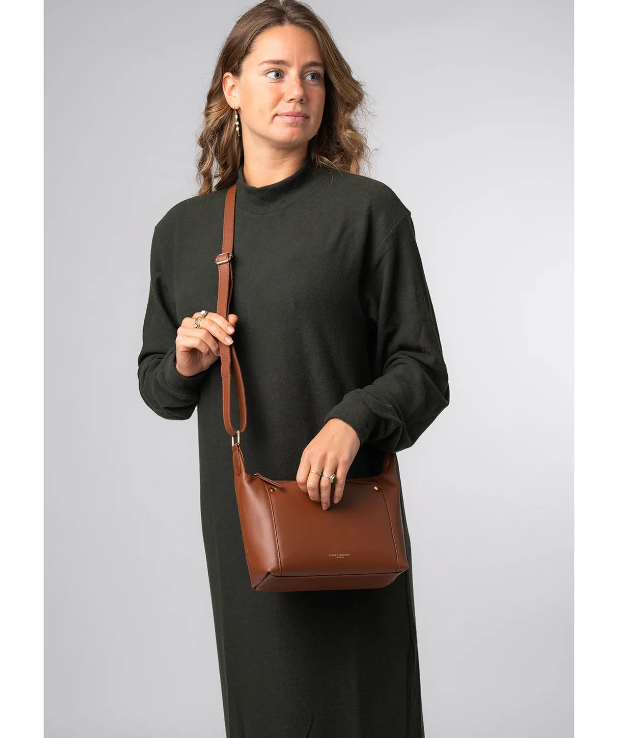 Sofia' Caramel Leather Cross Body Bag
