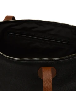 Solange' Black & Rich Tan Leather Tote Bag