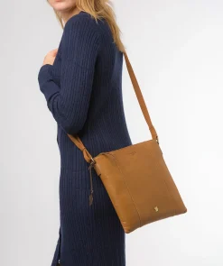 Sol' Dark Tan Leather Cross Body Bag