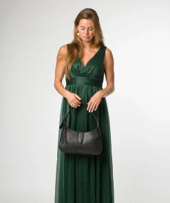 Suki' Black Leather Evening Bag