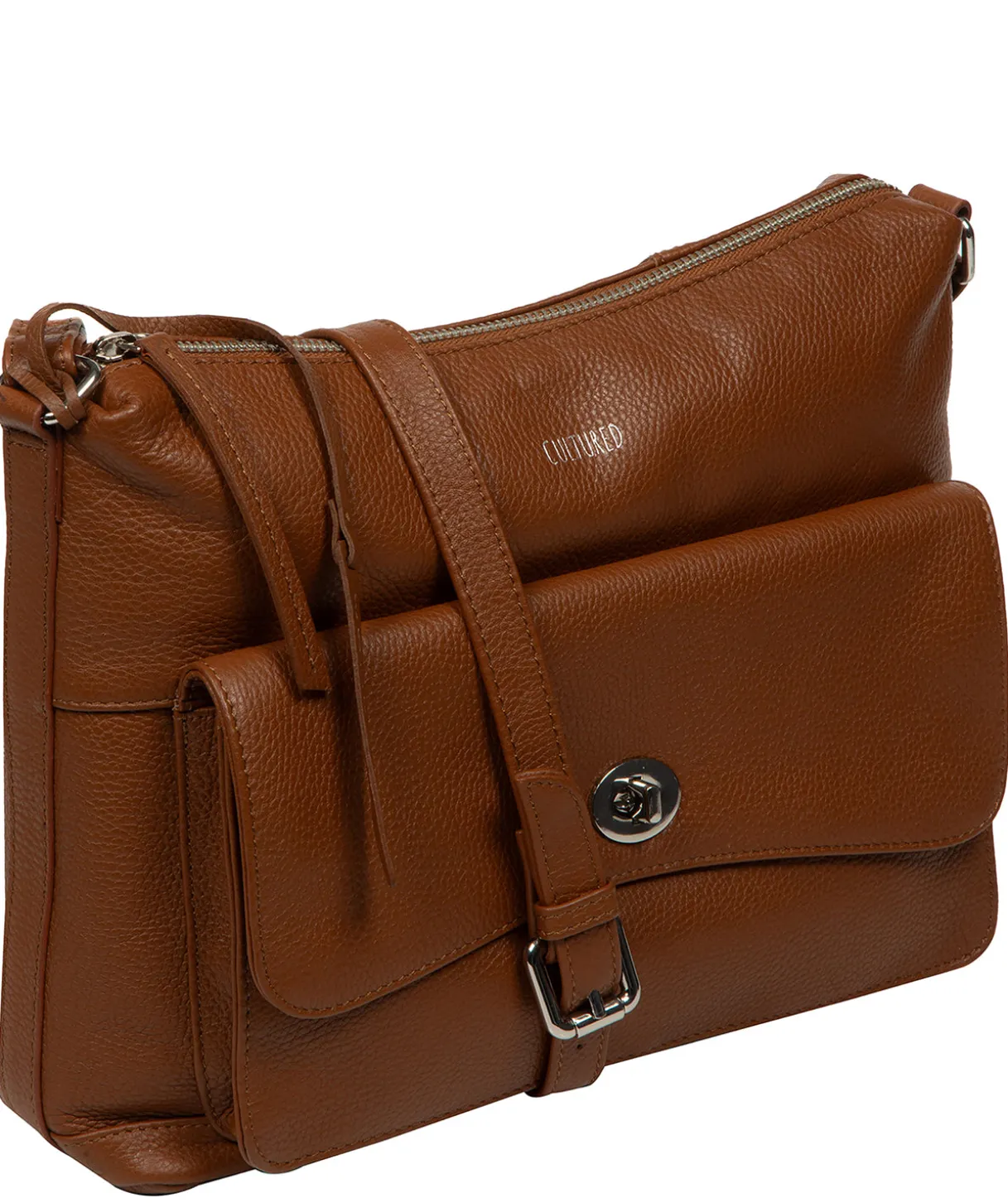 Sylvie' Rich Tan Leather Shoulder Bag
