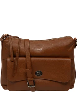 Sylvie' Rich Tan Leather Shoulder Bag