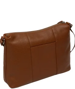 Sylvie' Rich Tan Leather Shoulder Bag