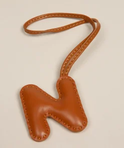 Tan Leather Letter Charm