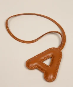 Tan Leather Letter Charm