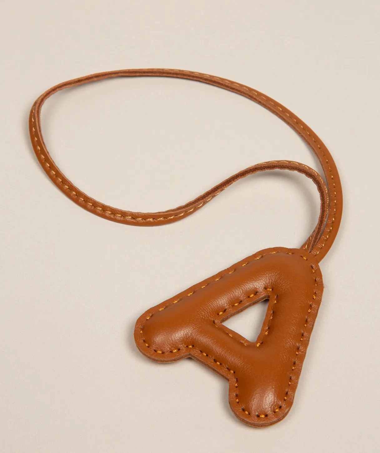 Tan Leather Letter Charm