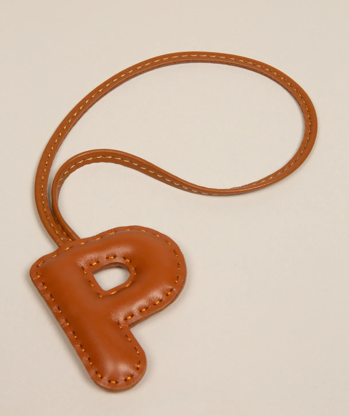 Tan Leather Letter Charm