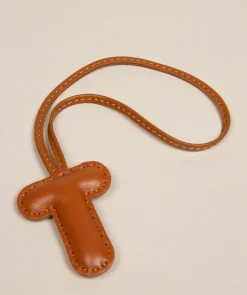 Tan Leather Letter Charm