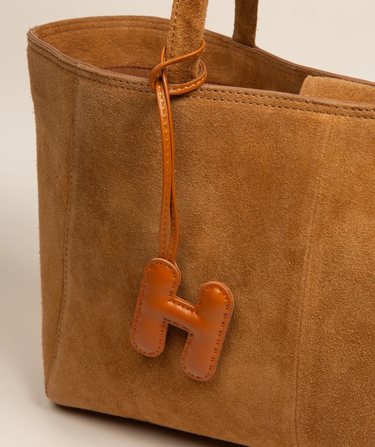 Tan Leather Letter Charm