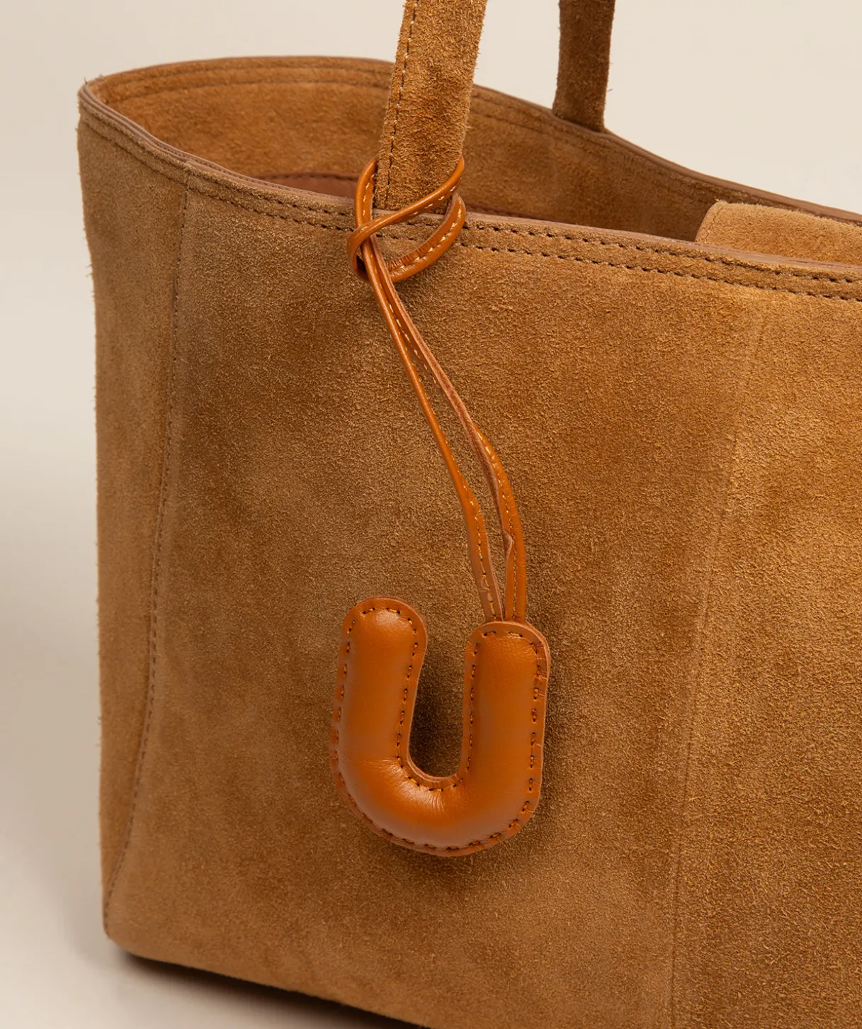 Tan Leather Letter Charm