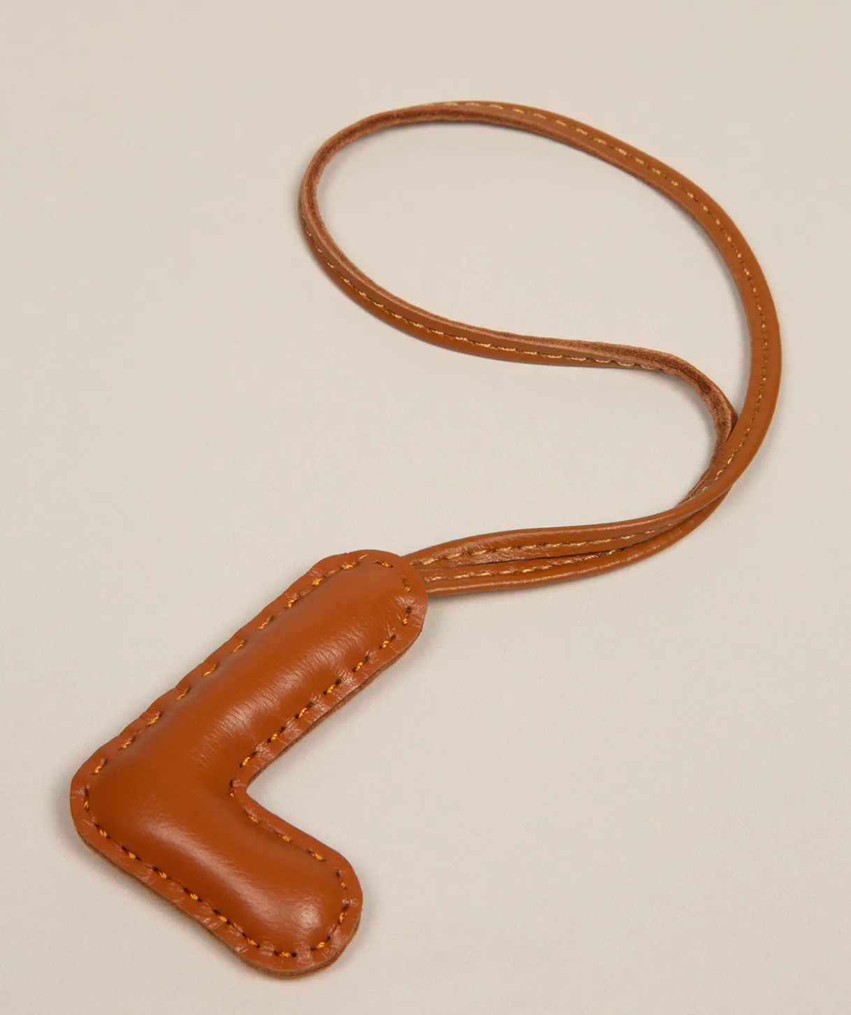 Tan Leather Letter Charm