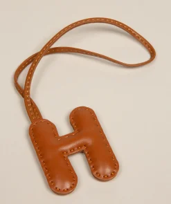 Tan Leather Letter Charm