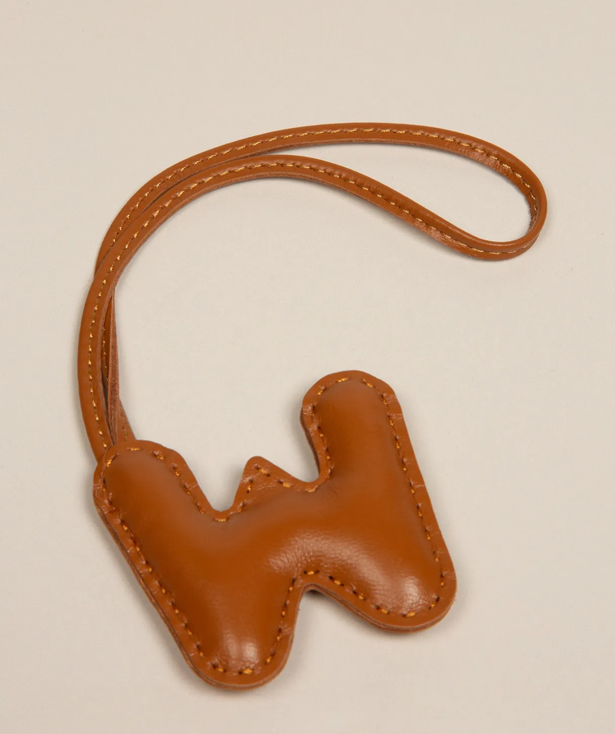 Tan Leather Letter Charm