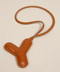 Tan Leather Letter Charm