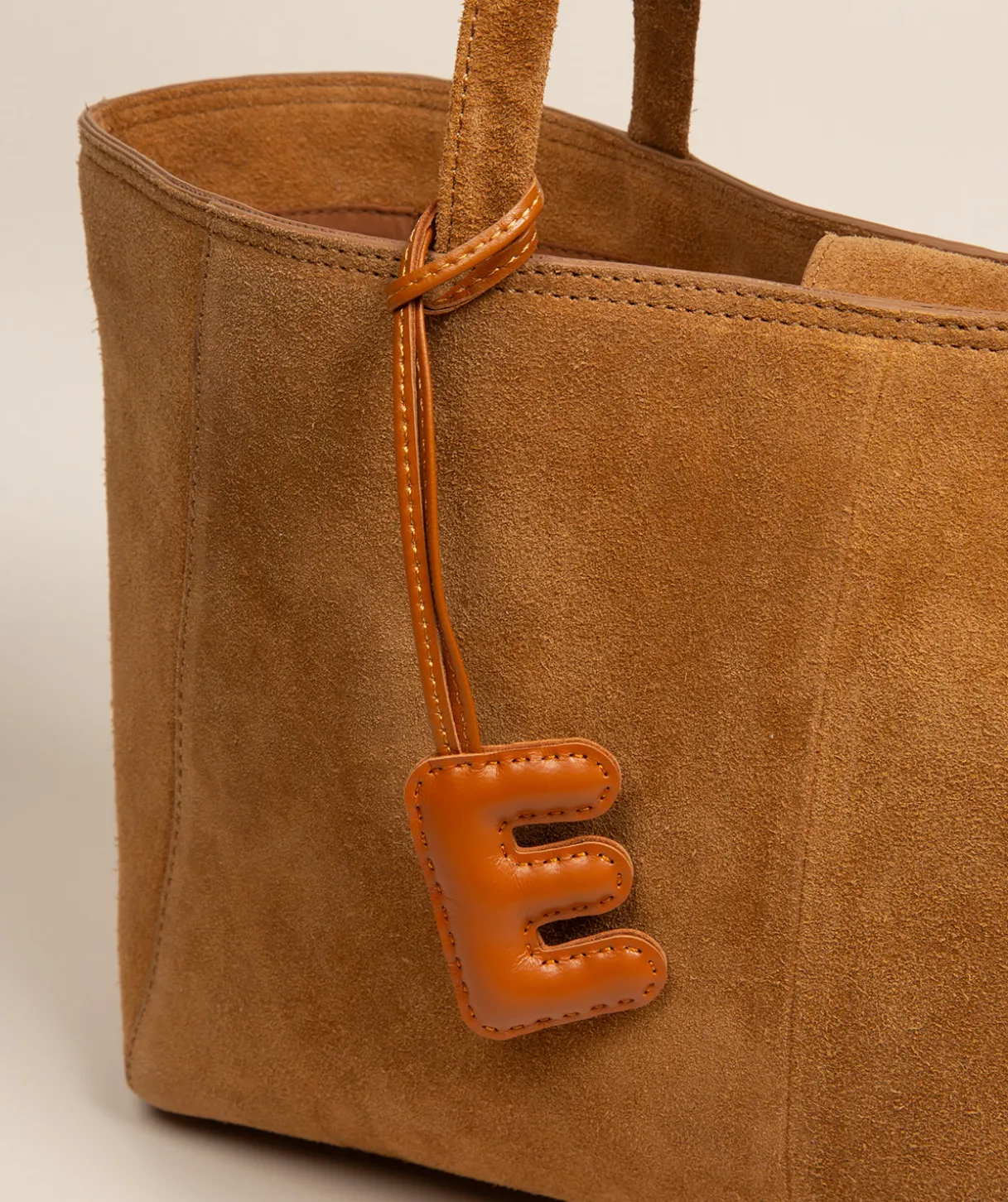 Tan Leather Letter Charm