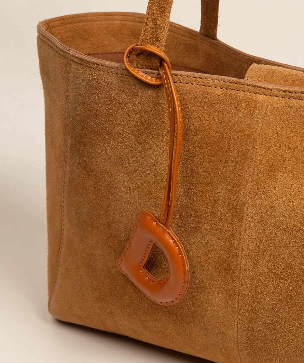 Tan Leather Letter Charm
