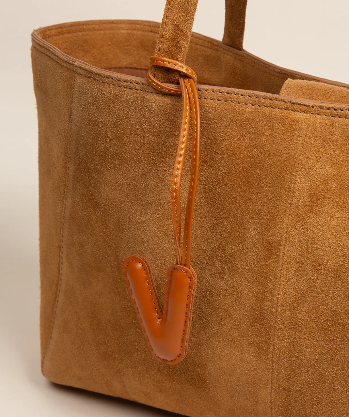 Tan Leather Letter Charm