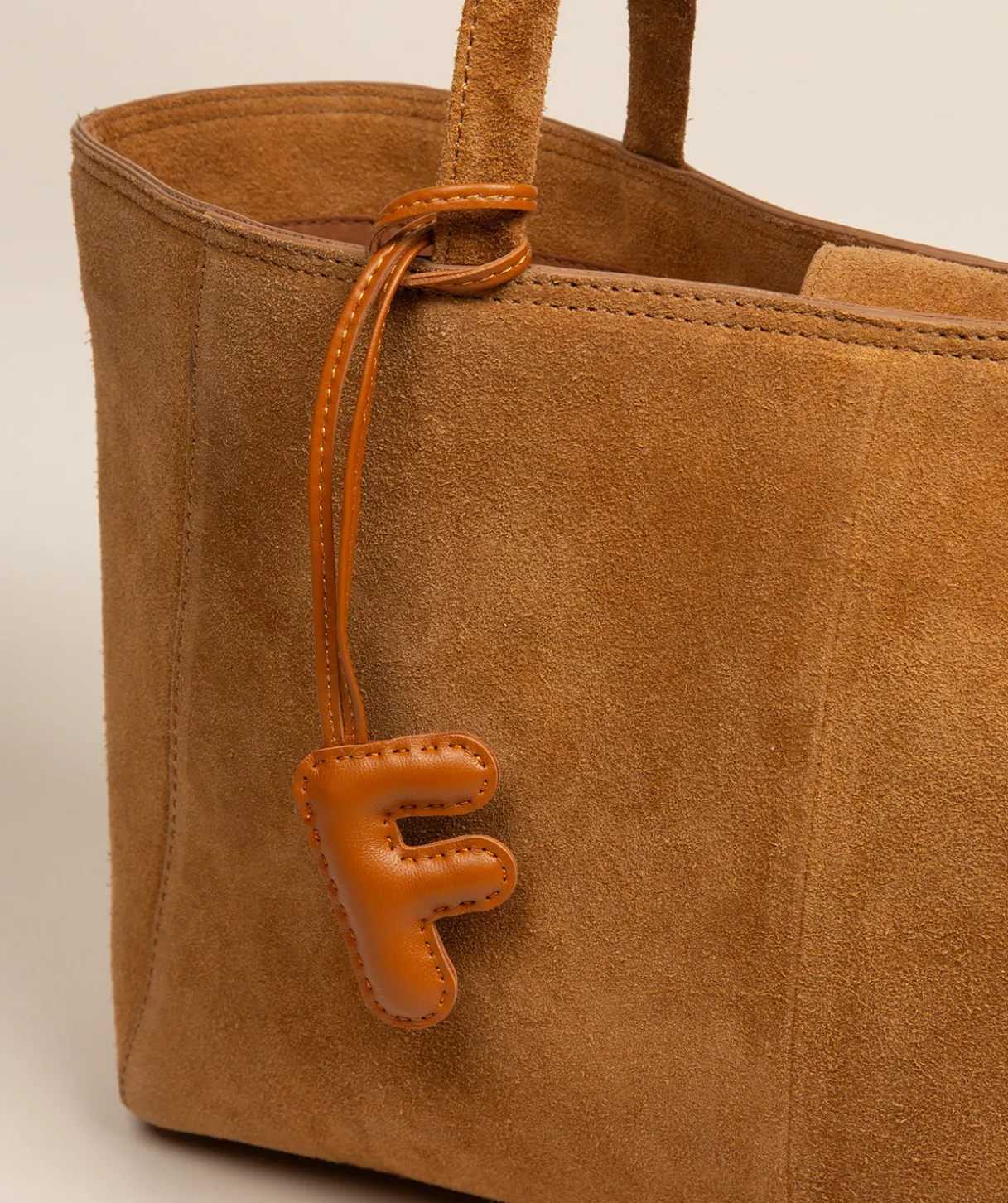 Tan Leather Letter Charm