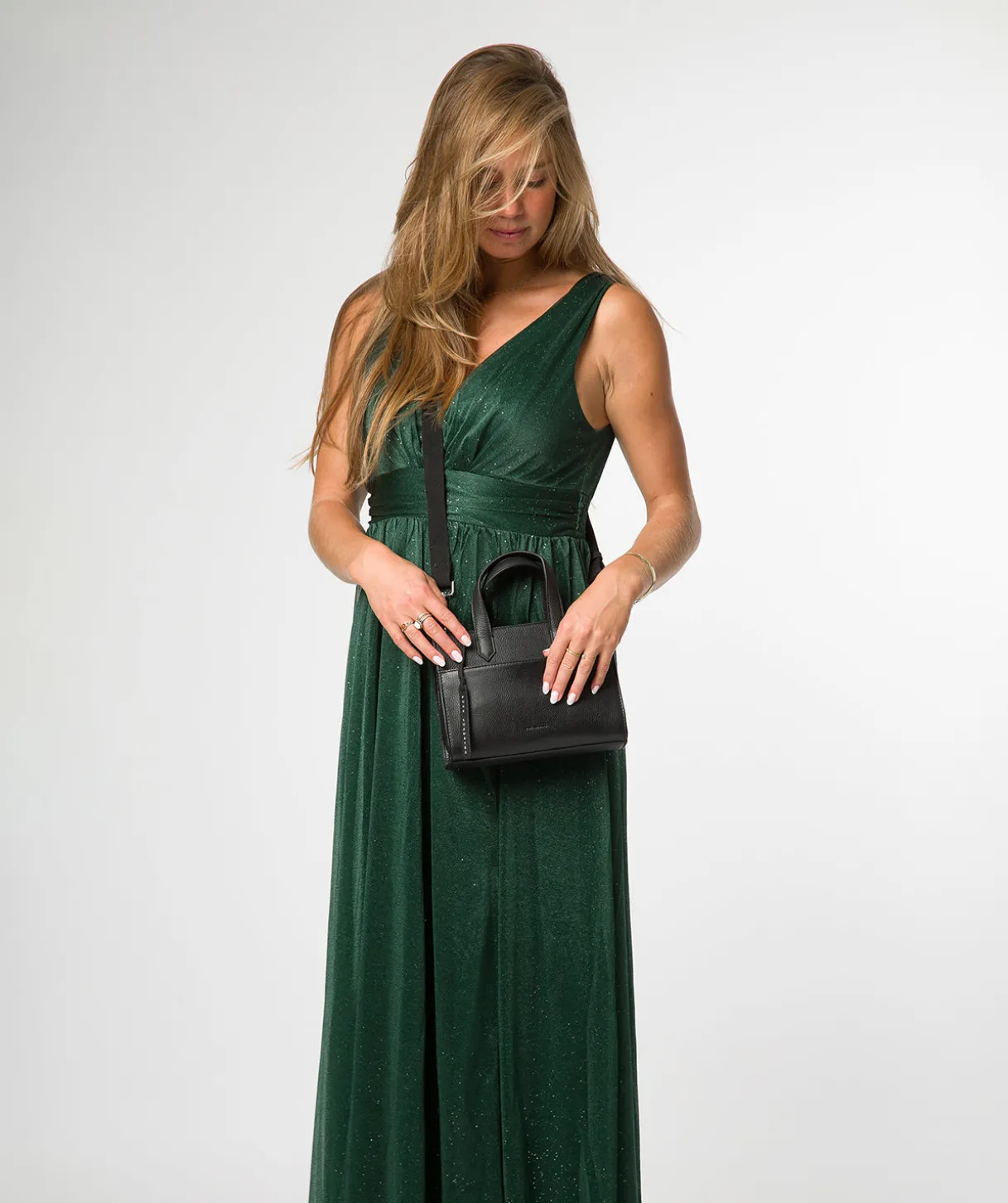 Tatiana' Black Leather Cross Body Mini Grab Bag