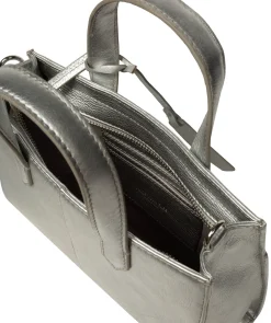Tatiana' Metallic Silver Leather Cross Body Mini Grab Bag