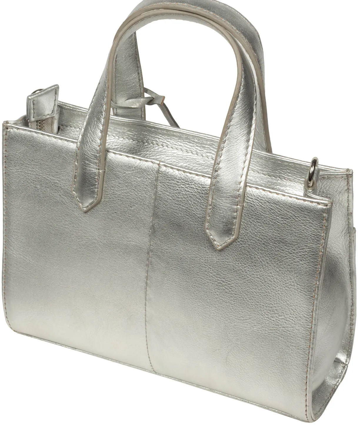 Tatiana' Metallic Silver Leather Cross Body Mini Grab Bag