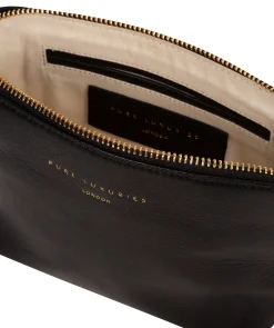 Theydon' Black Leather Make-Up Bag