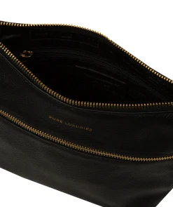 Thorne' Black Leather Cross Body Bag