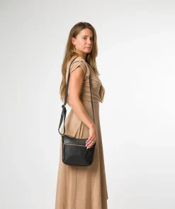 Thorne' Black Leather Cross Body Bag