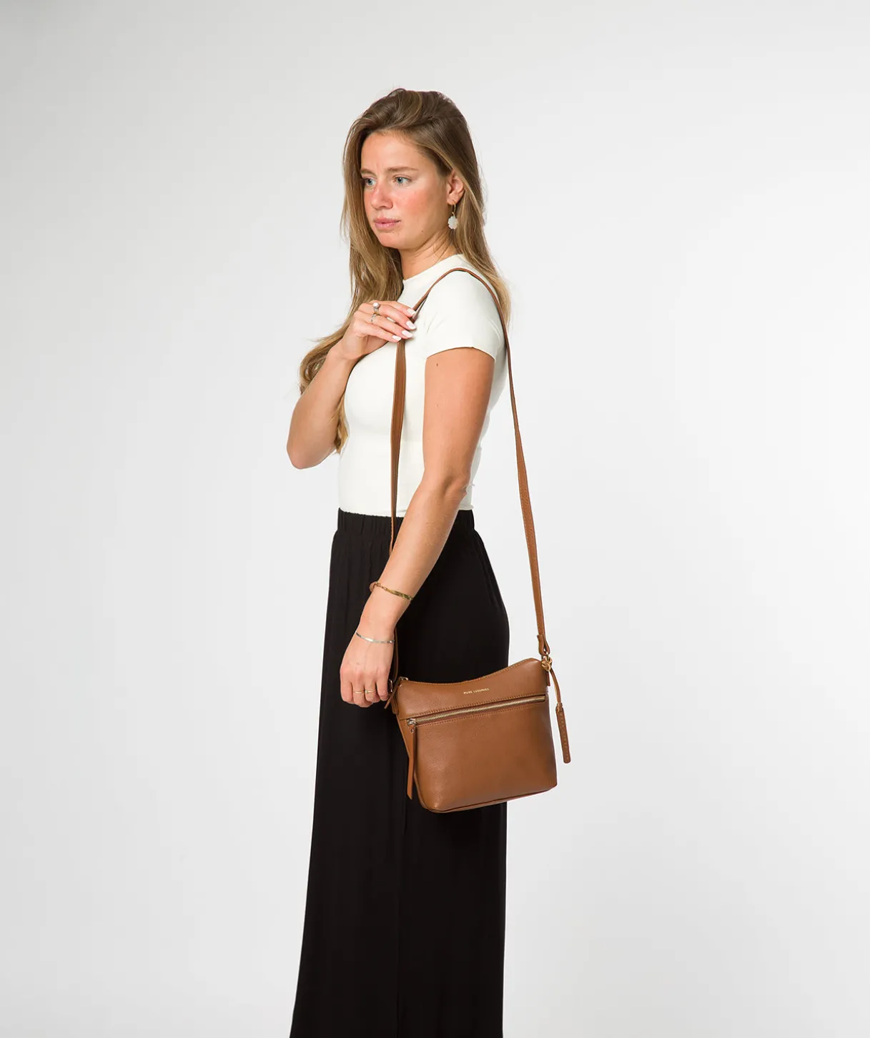 Thorne' Tan Leather Cross Body Bag