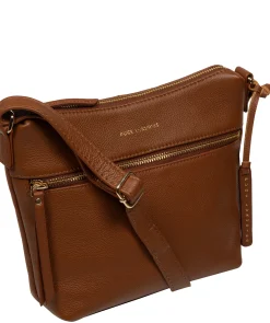 Thorne' Tan Leather Cross Body Bag