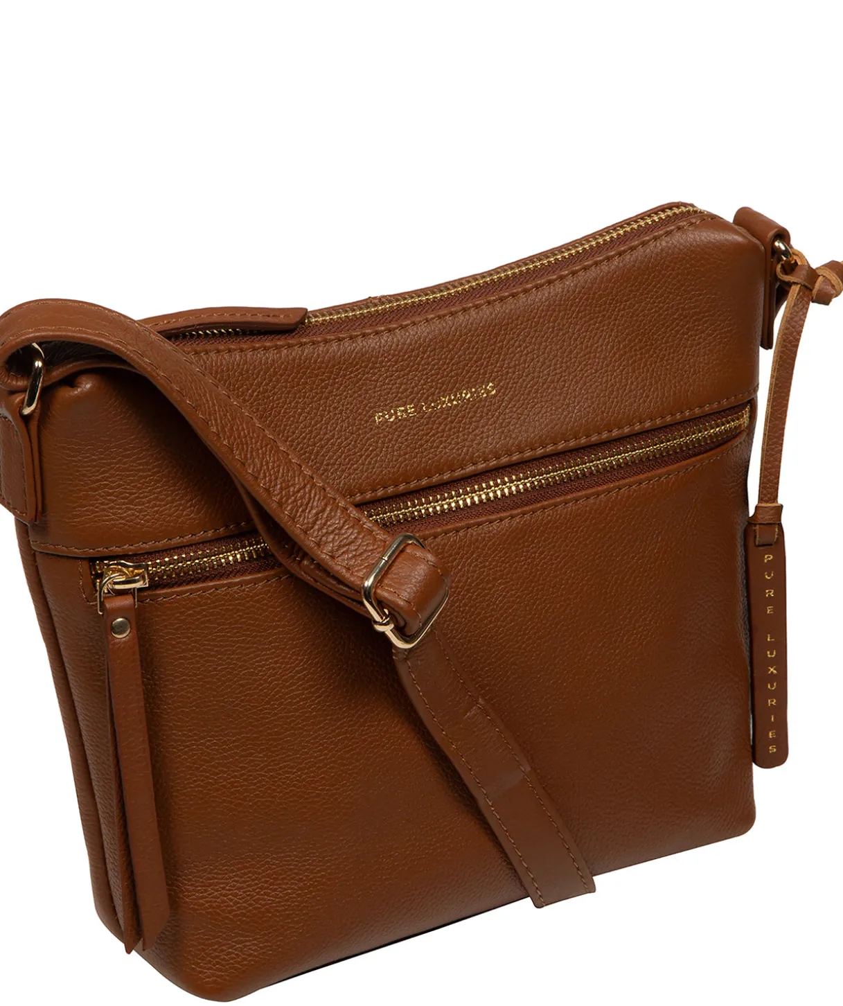 Thorne' Tan Leather Cross Body Bag
