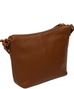Thorne' Tan Leather Cross Body Bag