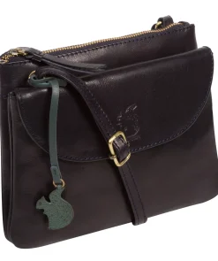 Tillie' Navy Leather Cross Body Bag
