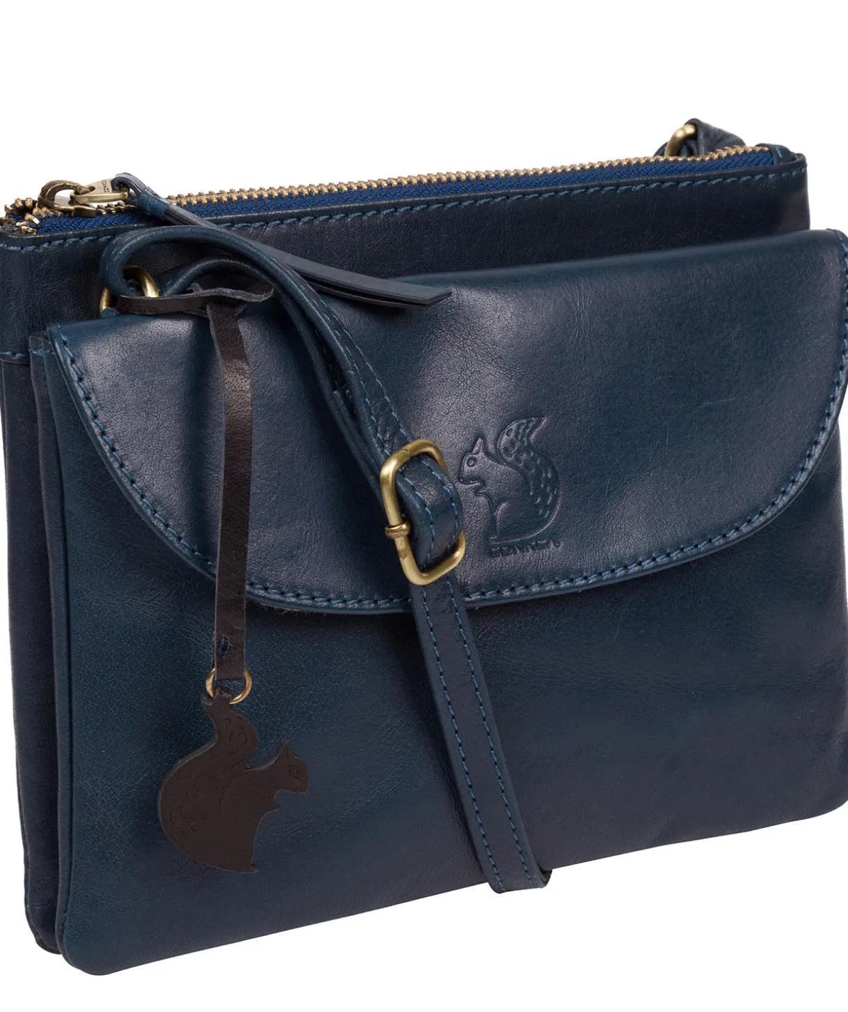 Tillie' Snorkel Blue Leather Cross Body Bag
