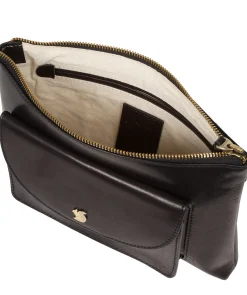 Treasure' Black Leather Clutch Bag