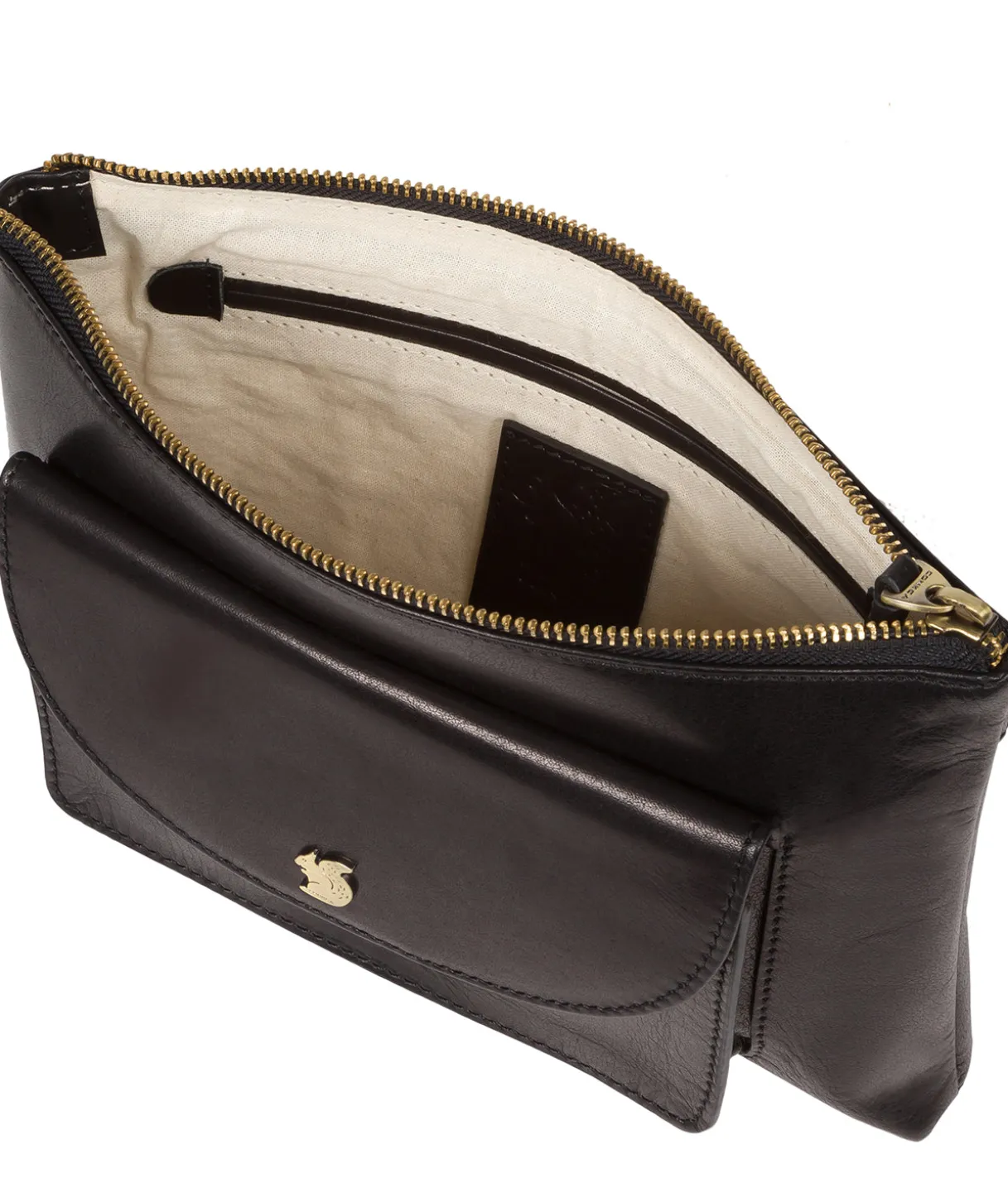 Treasure' Black Leather Clutch Bag
