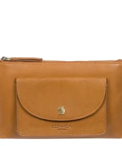 Treasure' Dark Tan Leather Clutch Bag