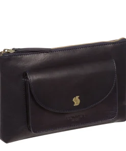 Treasure' Navy Leather Clutch Bag