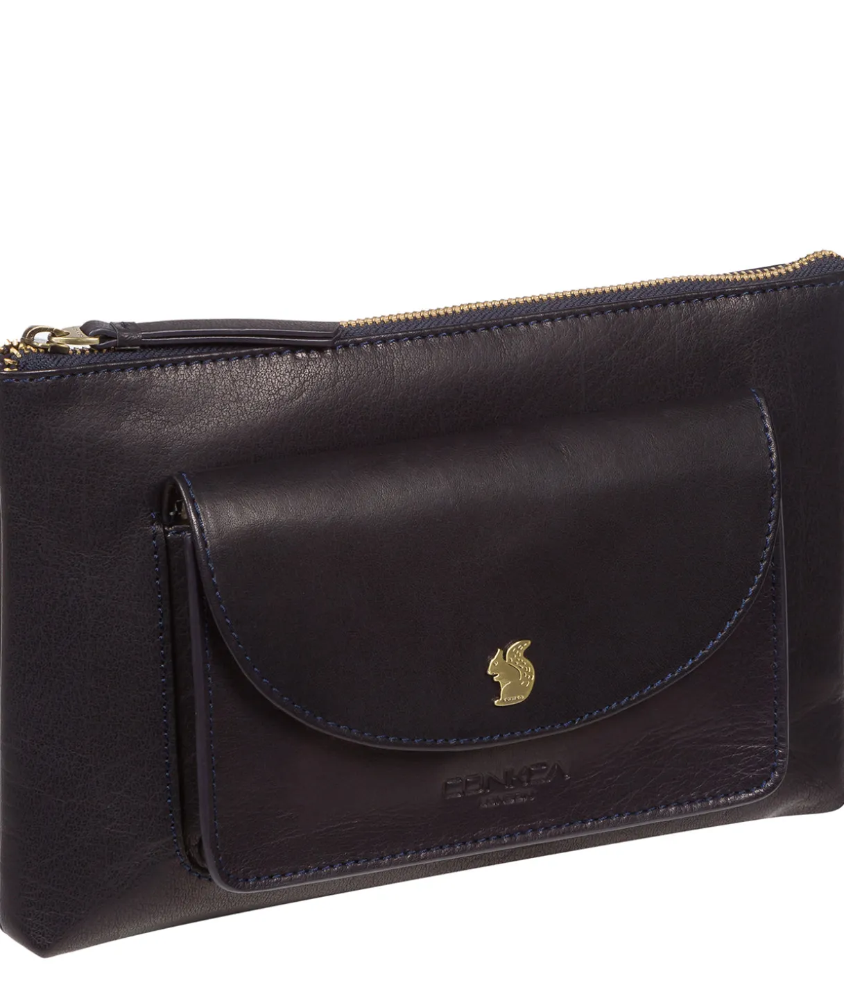 Treasure' Navy Leather Clutch Bag