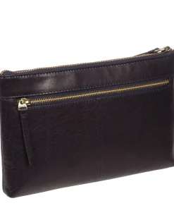 Treasure' Navy Leather Clutch Bag